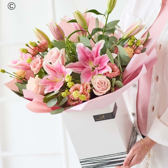 Pretty Pink Rose and Lily Bouquet